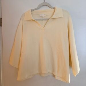 ✨ Entro Cream Ribbed Collared Sweater – Size Large ✨